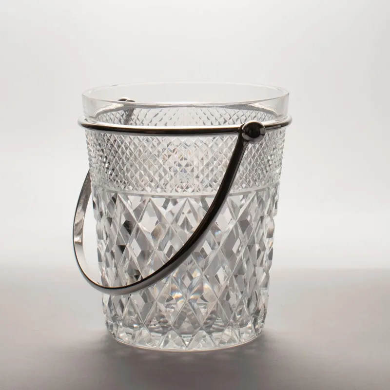 Pamono Diamond Cut Crystal Glass Ice Bucket from Val Saint Lambert, 1960s> Ice Buckets & Wine Coolers