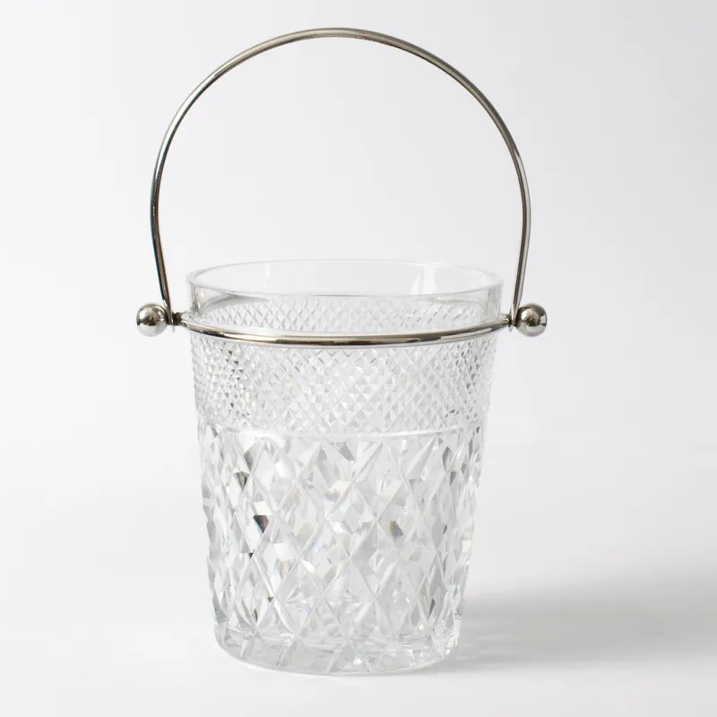 Pamono Diamond Cut Crystal Glass Ice Bucket from Val Saint Lambert, 1960s> Ice Buckets & Wine Coolers