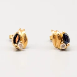 Online Pamono Diamond Earrings in Gold with Sapphires, Set of 2