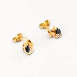 Online Pamono Diamond Earrings in Gold with Sapphires, Set of 2