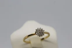 Pamono Diamond Gold Engagement Ring, 1970s><noscript><img width=