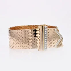 Pamono Diamonds 18 Karat Yellow Gold Belt Bracelet, 1950s><noscript><img width=
