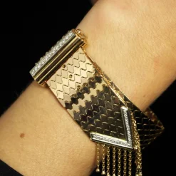 Pamono Diamonds 18 Karat Yellow Gold Belt Bracelet, 1950s><noscript><img width=