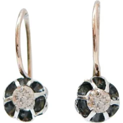 Pamono Diamonds, Rose Gold and Silver Earrings, Set of 2> Earrings