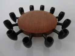 Clearance Pamono Digsmed Teak and Steel Candleholder, Denmark, 1960s