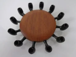 Clearance Pamono Digsmed Teak and Steel Candleholder, Denmark, 1960s