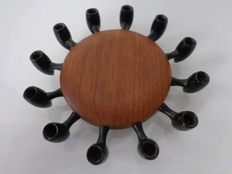 Clearance Pamono Digsmed Teak and Steel Candleholder, Denmark, 1960s