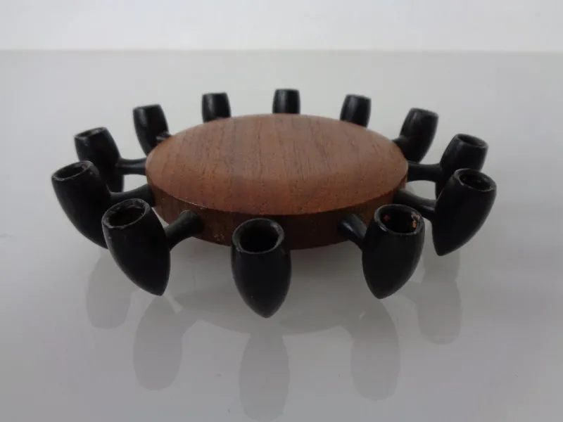 Clearance Pamono Digsmed Teak and Steel Candleholder, Denmark, 1960s