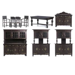 Pamono Dining Room Furniture in Chestnut, Set of 16> Living Room Sets