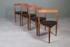 Pamono Dining Table & Roundette Chairs by Hans Olsen for Frem Røjle, Denmark, 1960s, Set of 5> Dining Tables & Sets