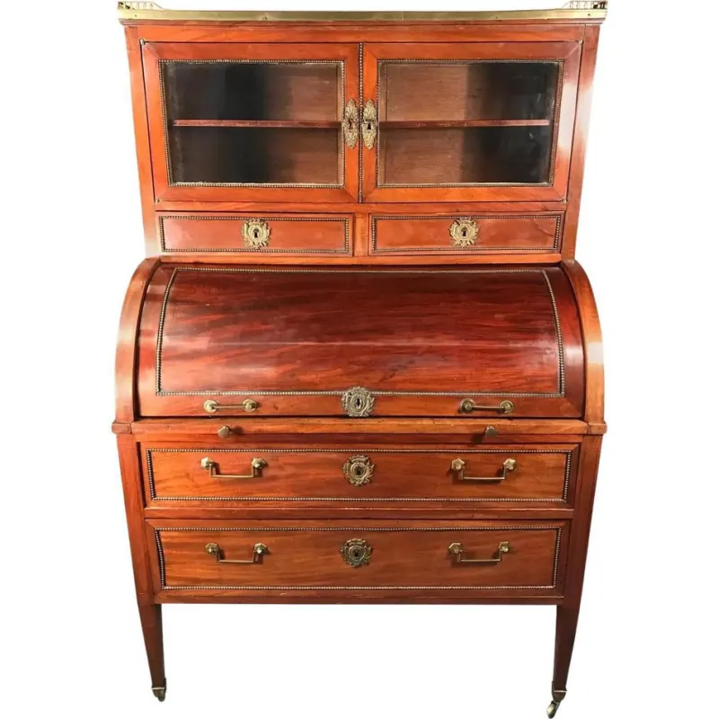 Pamono Directoire Cylinder Desk with Top Bookcase, France, 1800s> Secretaires
