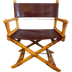 Pamono Director's Chair in Leather and Brass by Ryda Levi McGuire, 1960s> Lounge Chairs & Armchairs
