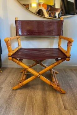Pamono Director's Chair in Leather and Brass by Ryda Levi McGuire, 1960s> Lounge Chairs & Armchairs