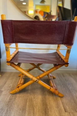 Pamono Director's Chair in Leather and Brass by Ryda Levi McGuire, 1960s><noscript><img width=