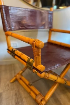 Pamono Director's Chair in Leather and Brass by Ryda Levi McGuire, 1960s><noscript><img width=