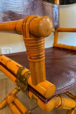 Pamono Director's Chair in Leather and Brass by Ryda Levi McGuire, 1960s><noscript><img width=