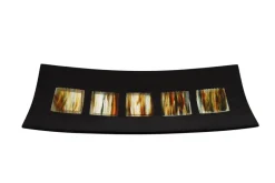 Outlet Pamono Dodezona R50 Black Murano Glass and Aventurine Plate by Stefano Birello for VéVé Glass