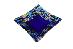 New Pamono Dogal Q20 Blue Murano Glass Plate by Stefano Birello for Vévé Glass