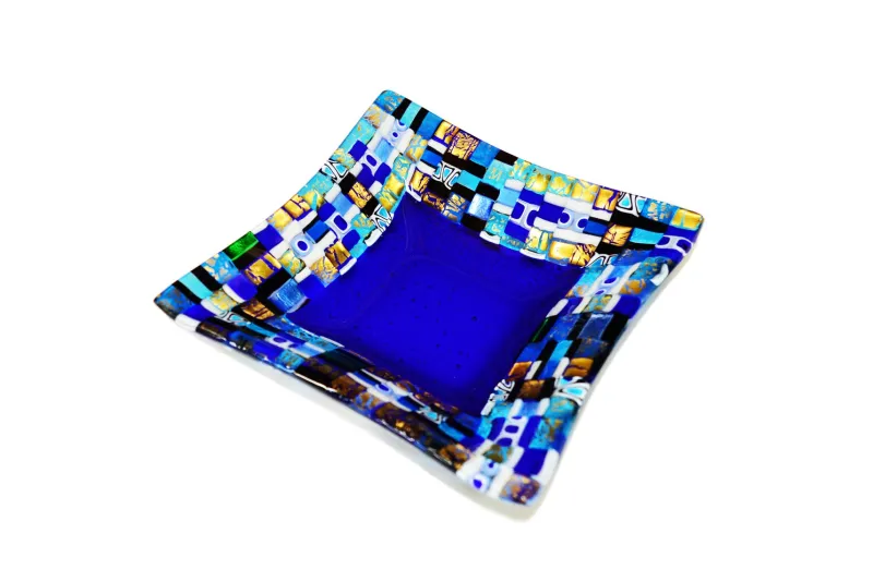 New Pamono Dogal Q20 Blue Murano Glass Plate by Stefano Birello for Vévé Glass