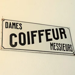 Sale Pamono Domed Enamel Coiffeur Sign, 1910s