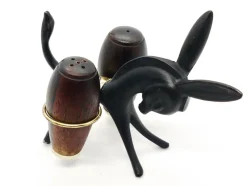 Pamono Donkey Salt and Pepper Shakers with Holder by Walter Bosse for Hertha Baller, Austria, 1950s, Set of 3><noscript><img width=