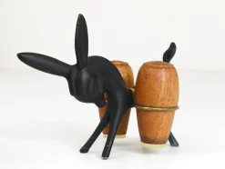 Pamono Donkey Salt and Pepper Shakers with Holder by Walter Bosse for Hertha Baller, Austria, 1950s, Set of 3><noscript><img width=