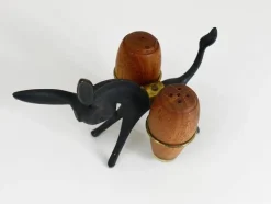 Pamono Donkey Salt and Pepper Shakers with Holder by Walter Bosse for Hertha Baller, Austria, 1950s, Set of 3><noscript><img width=