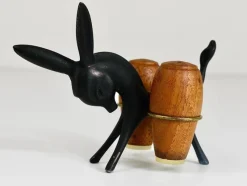Pamono Donkey Salt and Pepper Shakers with Holder by Walter Bosse for Hertha Baller, Austria, 1950s, Set of 3><noscript><img width=