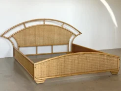 Pamono Double Bed in Bamboo and Wicker, 1980s> Beds & Bedroom Sets