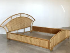 Pamono Double Bed in Bamboo and Wicker, 1980s><noscript><img width=