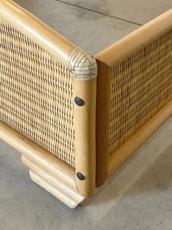 Pamono Double Bed in Bamboo and Wicker, 1980s><noscript><img width=