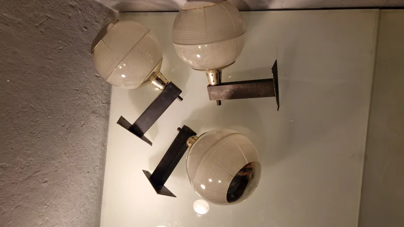 Pamono Double Fresnel Glass and Polished Aluminum Wall Light, 1960s> Wall Lights & Sconces