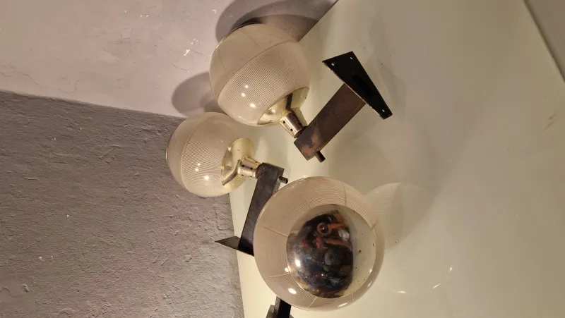 Pamono Double Fresnel Glass and Polished Aluminum Wall Light, 1960s> Wall Lights & Sconces