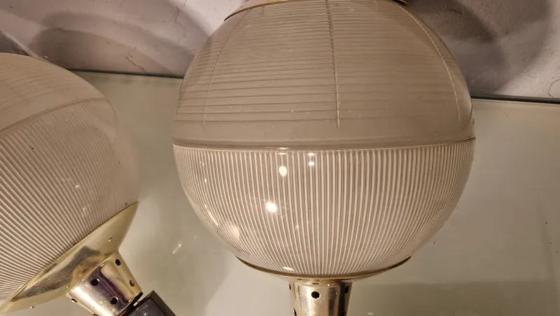 Pamono Double Fresnel Glass and Polished Aluminum Wall Light, 1960s> Wall Lights & Sconces