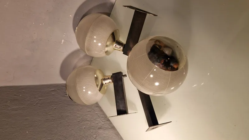 Pamono Double Fresnel Glass and Polished Aluminum Wall Light, 1960s> Wall Lights & Sconces