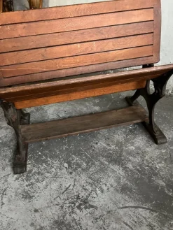Pamono Double School Desk with Cast Iron Frame, Early 20th Century><noscript><img width=