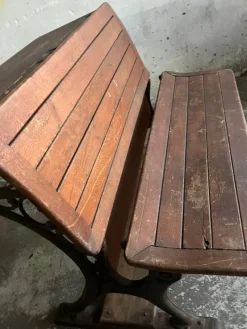 Pamono Double School Desk with Cast Iron Frame, Early 20th Century><noscript><img width=