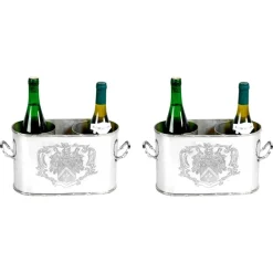 Pamono Double Silver-Plated Ice Buckets, Set of 2> Tabletop|Ice Buckets & Wine Coolers