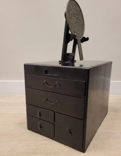 Pamono Dresser with Mirror in Lacquered Black, Japan, 1880s><noscript><img width=