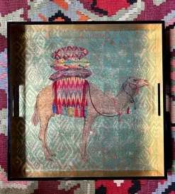 Pamono Dromedary Square Tray in Lacquered Wood by Les Ottomans> Tabletop|Trays