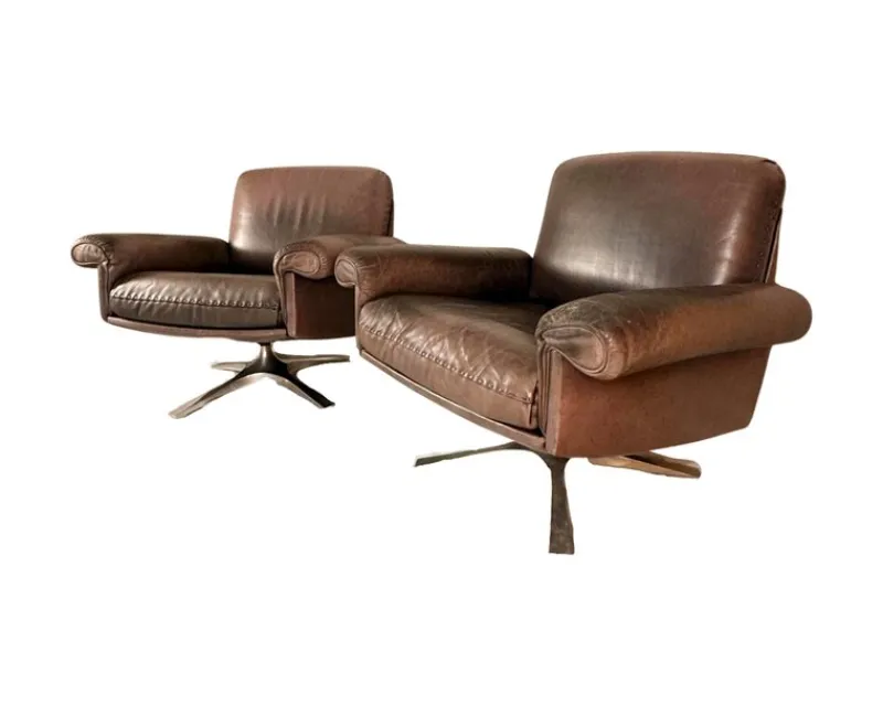 Pamono DS-31 3-Seater Sofa, Armchairs and Ottoman, 1970s, Set of 4> Living Room Sets