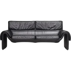 Pamono DS-2011 Two-Seat Sofa in Black Leather from De Sede> Couches & Sofas