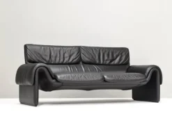 Pamono DS-2011 Two-Seat Sofa in Black Leather from De Sede> Couches & Sofas