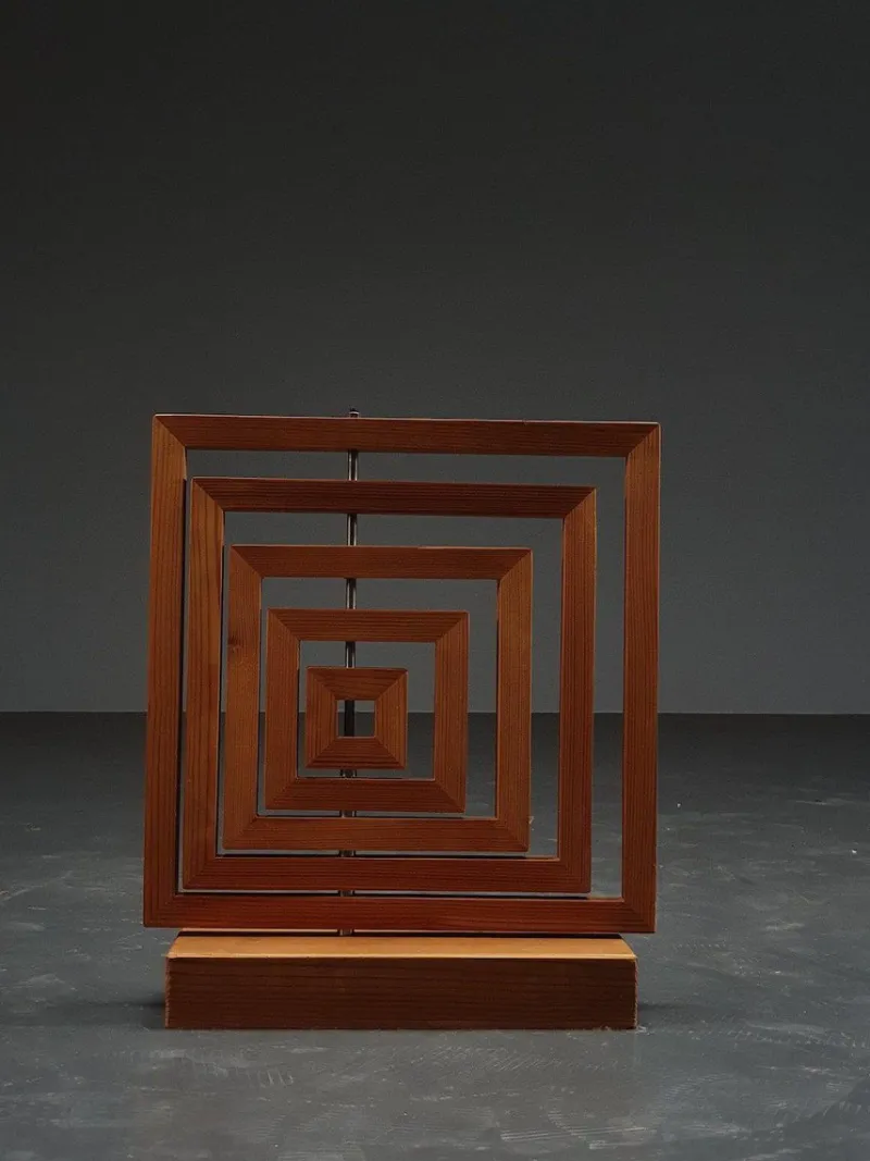 Hot Pamono Dutch Artist, Geometric Sculpture, 1960s, Wood & Iron