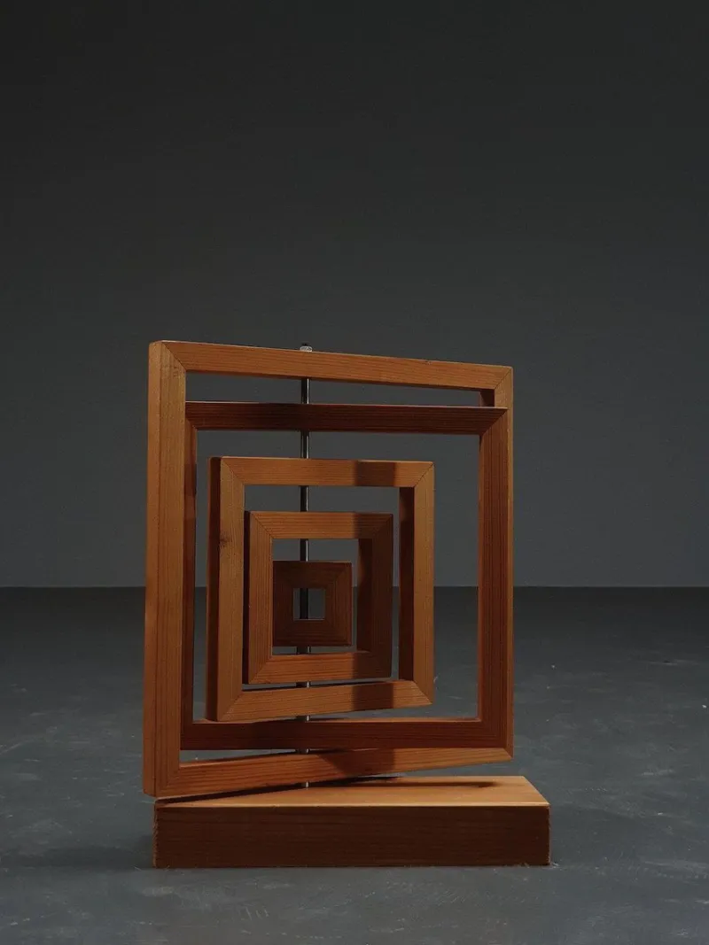 Hot Pamono Dutch Artist, Geometric Sculpture, 1960s, Wood & Iron