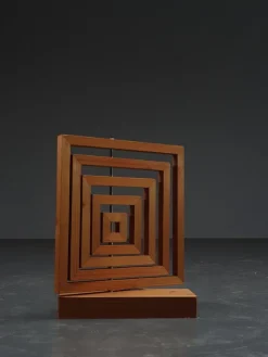 Hot Pamono Dutch Artist, Geometric Sculpture, 1960s, Wood & Iron