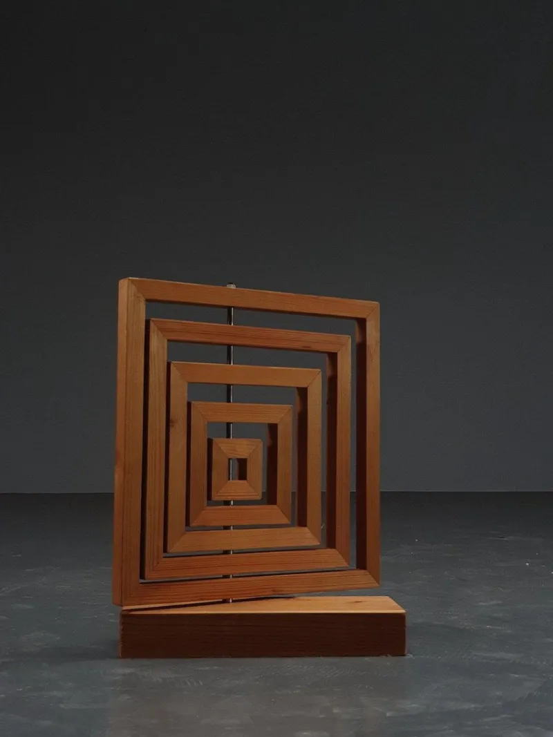 Hot Pamono Dutch Artist, Geometric Sculpture, 1960s, Wood & Iron