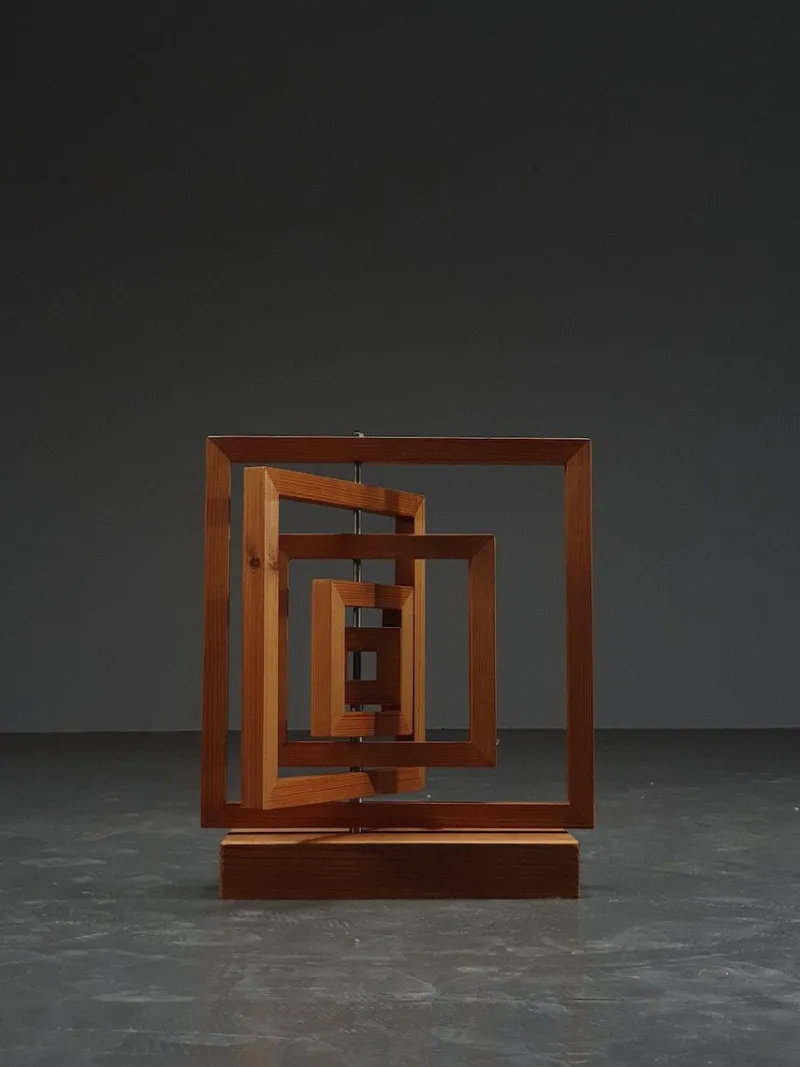 Hot Pamono Dutch Artist, Geometric Sculpture, 1960s, Wood & Iron