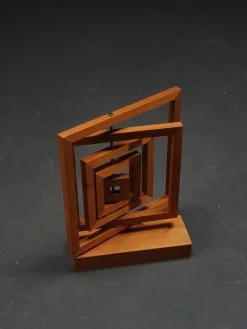 Hot Pamono Dutch Artist, Geometric Sculpture, 1960s, Wood & Iron