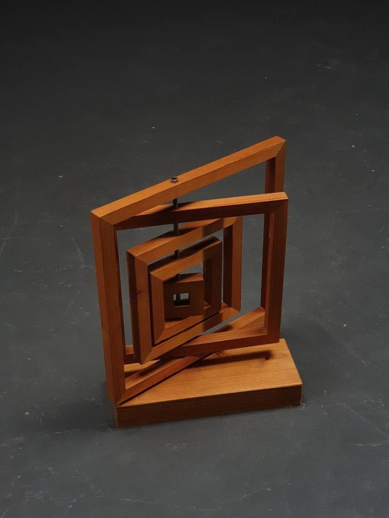 Hot Pamono Dutch Artist, Geometric Sculpture, 1960s, Wood & Iron